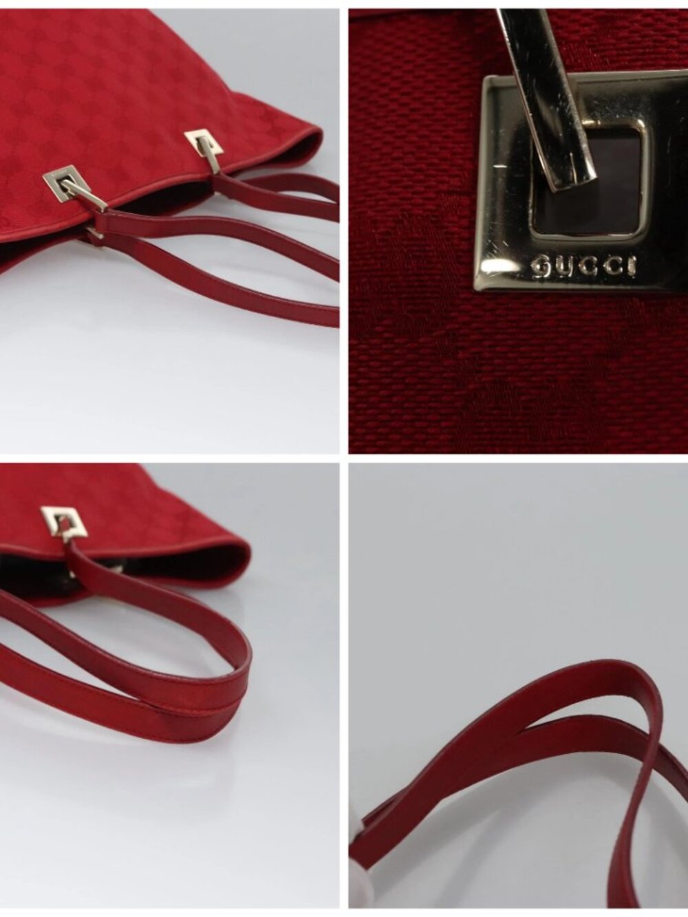 GUCCI GG Canvas Tote Bag Red gold 002 1098 Auth nb221 - Picture 16 of 16